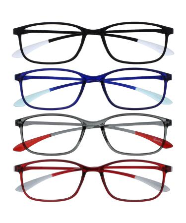 Opulize ICE reading glasses 4 Pack Ultralight frame scratch-resistant matt black crystal blue crystal gray crystal dark red men rrrr61-137z +1.50 +1.50 diopttria black / dark blue / gray / dark red