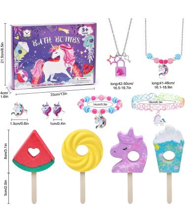 Tacobear Kids Bath Bombs for Girls with Unicorn Jewelry Toys - Organic Handmade Bubble Bath Fizz Spa Set for Birthday & Children's Day Gifts - Buy Online on GoSupps.com
