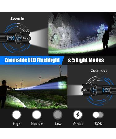 Goreit 20000 Lumen Rechargeable Flashlight XHP70.2 Super Bright LED, IP67 Waterproof, Zoomable - Ideal for Emergencies and Camping - Buy Online on GoSupps.com