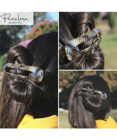 Parcelona French Oval Slider Black & Olive Green Large 4.75 Celluloid Hair Claw Clips Set for Girls & Women - Buy Online on GoSupps.com