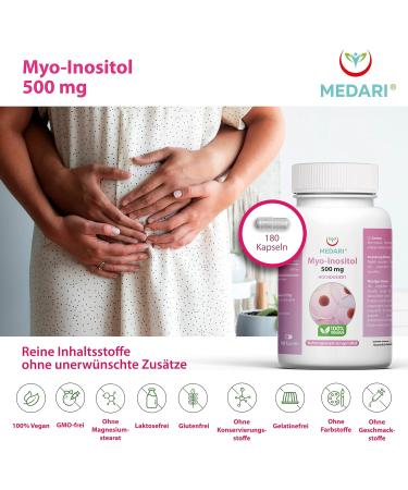 Myo-Inositol 500mg Capsules - Vegan Inositol B8 High Dose | 180 Vegi Capsules | Premium Lab-Tested Bioactive Supplement - Buy Online on GoSupps.com
