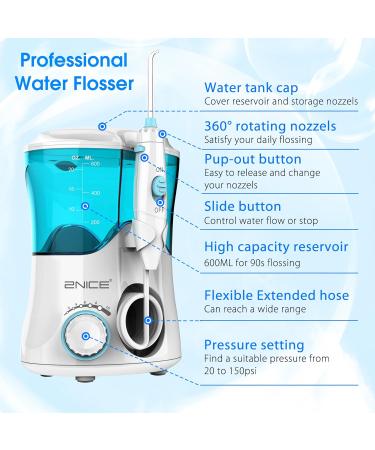 Silver Fork Water Flosser - 10 Pressure Settings Oral Irrigator Anti-Leakage Dental Cleaner with 7 Tips 600ml High Capacity for Braces & Teeth Care (Blue - Buy Online on GoSupps.com