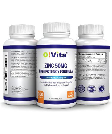VITA Zinc 50mg High Potency Formula for Immune System Support - 100 Non-GMO Vegan Tablets - Buy Online on GoSupps.com