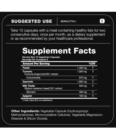 Fisetin Supplement Senolytic Supplement Ultra High Potency 4,000mg with Quercetin Curcumin 97% Apigenin & Milk Thistle High Strength Blend Third-Party Lab Tested 3 Month Supply - Buy Online on GoSupps.com