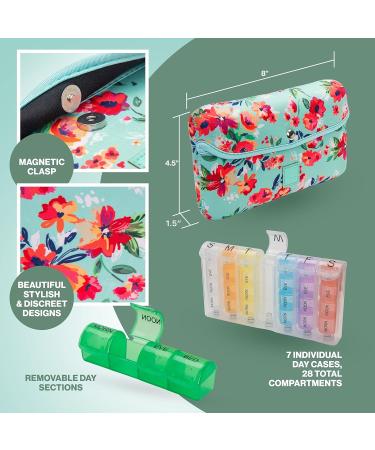 Buy Made Easy Kit Pill Case - Large 7-Day Organizer with Neoprene Carrier for Vitamins & Medicine | 28 Compartments - Brown Woods Design - Buy Online on GoSupps.com