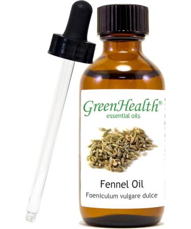 Fennel Essential Oil 2 fl oz (59 ml) Glass Bottle w/Glass Dropper 100% Pure Essential Oil GreenHealth - Buy Online on GoSupps.com