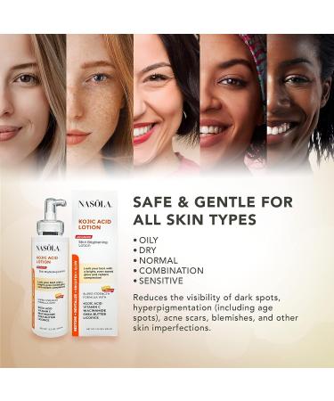 Nasola Kojic Acid Lotion | Skin Brightening for Face & Body | Vitamin C, Niacinamide, Shea Butter | Hyperpigmentation & Dark Spot Treatment for Women & Men - Buy Online on GoSupps.com