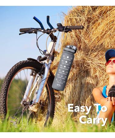 MEITAGIE 32oz Motivational Water Bottle with Time Marker & Fruit Strainer  Leak-proof BPA Free Non-Toxic 1l Bottle with Carrying Strap  Perfect for Fitness  Gym and Outdoor Sports (Graphite) 32oz Graphite - Buy Online on GoSupps.com