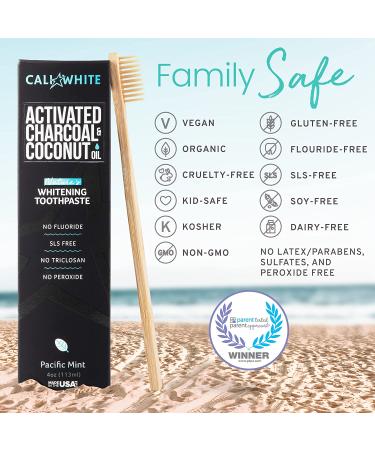 Cali White Activated Charcoal Toothpaste - Fluoride Free, Vegan, Sulfate Free | Pacific Mint | 4 oz (1 Pack) - Buy Online on GoSupps.com