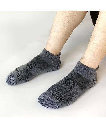 APTYID Men's Ankle Athletic Running Socks (6 Pack) Dark Grey - Size 9-12 - Buy Online on GoSupps.com