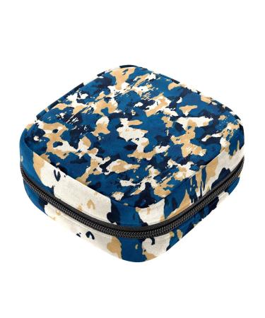 Blue Khaki Camouflage Sanitary Napkin Storage Bag Portable Period Kit Bag Pad Pouches for Period Menstrual Cup Bag with Zipper Sanitary Pad Pouch for Women Teen Girls Ladies Color 4