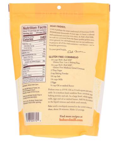Bob's Red Mill Gluten Free Cornmeal 24oz - Premium Quality 1.5lb Bag - GMO-Free and All-Natural - Perfect for Baking and Cooking - Buy Online on GoSupps.com
