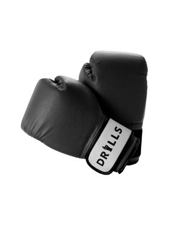 DRILLS Durable Boxing Training Gloves for Men, Women, & Kids who are Beginner and Advanced Boxers  Ideal for Kickboxing, MMA, Muay Thai, Sparring, Mitt Work, Punching and Heavy Bag Workouts Black 16 oz