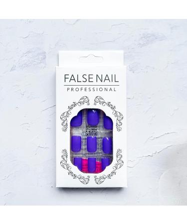 Purple Press on Nails Square Fake Nails Short Acrylic Nails Glossy False Nails with Glue Simple Artificial Finger Manicure for Women and Girls 24pcs 3 - Buy Online on GoSupps.com