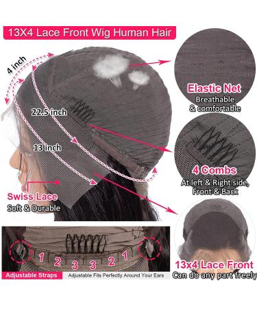 Queen Story 26 Inch Lace Front Human Hair Wig 13x4 Straight 180% Density HD Transparent Lace Frontal for Black Women - Natural Color | Pre Plucked with Baby Hair - Buy Online on GoSupps.com