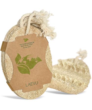Laevu - Luffa sponge - 6 Pack of sustainable & natural materials - washable & reusable loofah - vegan sponges from Luffa cucumber also suitable for your body