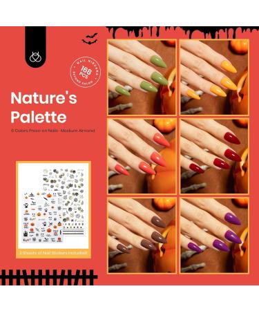 Beetles Halloween Press On Nails - 168pcs Medium Almond | 6 Colors Reusable Acrylic False Nails Kit with Glue & Stickers - Buy Online on GoSupps.com
