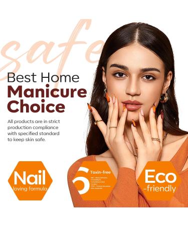 Modelones Nail Polish Set 6 Colors Autumn Winter Gold Glitter Red Nail Polish Orange Yellow Quick Dry Nail Varnish Finger Nail Polish Manicure DIY Nail Art Salon Home For Women Red Orange - Buy Online on GoSupps.com