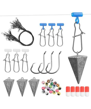 105PCS Saltwater Surf Fishing Tackle Kit with Bait Rigs, Circle Hooks, Floats, and Sinkers - Ideal for Bass Beach Fishing - Buy Online on GoSupps.com