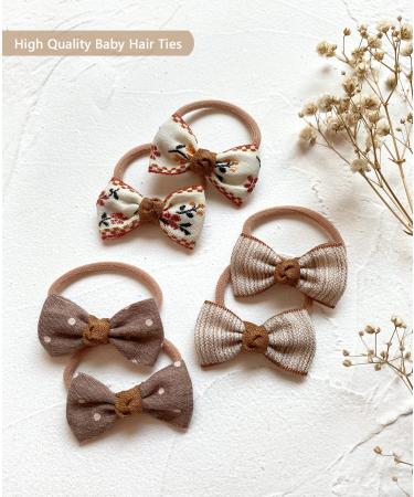 Boutique Baby Girl Hair Ties with Bows 28 Pcs - Cherssy A-Khaki - Buy Online on GoSupps.com