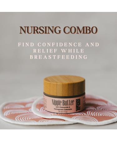 Organic Nipple Butter & Nursing Pads Combo | Soothing Nipple Balm for Dry Cracked Nipples | Skin to Skin Breastfeeding Essentials - Buy Online on GoSupps.com
