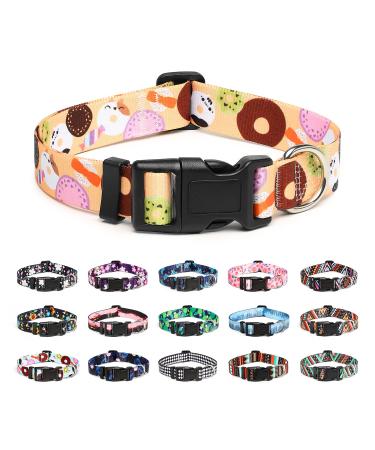 Mercano dog collar adjustable soft nylon comfort & robust patterned dog collar for small medium -sized dog puppies cats (s cookie beige) S cookie beige