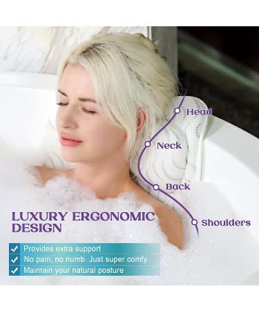 4D Air Mesh Bath Pillow for Tub Neck and Back Support - Ergonomic Design for Ultimate Comfort and Relaxation | Ideal Spa Bath Gift for Women - White - Buy Online on GoSupps.com
