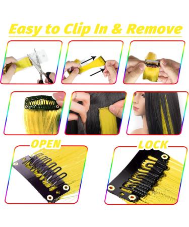 16Pcs Yellow Clip in Hair Extensions 22 Inch - Colored Highlights Hairpieces for Girls & Women - Heat-Resistant Synthetic Hair Accessories - Buy Online on GoSupps.com
