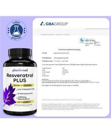 Buy 60 Resveratrol Plus Capsules - 1350mg High-Dose Vegan Plantomol Extract 100:1 Ratio - 2 Capsules/Day for Maximum Support - Buy Online on GoSupps.com