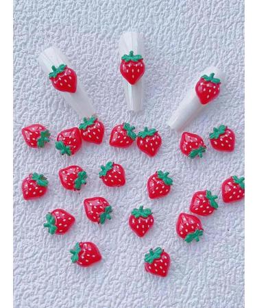 20pcs Strawberry 3D Nail Art Charms Strawberry Nail Art Mini Cabochon Nail Art Decoration DIY Nail Charms Nail DIY Supplies - Buy Online on GoSupps.com
