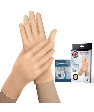 Doctor Developed Nude Arthritis Gloves/Compression Gloves/Skin Gloves and Doctor Written Handbook - Relief for Joint Disease (Osteo/Rheumatoid) Raynauds Disease & Carpal Tunnel (Full-Finger Small) Nude (Full Finger) S