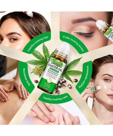 ISUNRISE Castor Oil Roll On for Belly Face Under Eyes Body Skin and Hair - 100% Pure Hexane Free Cold Pressed Organic Castor Oil Roller Easy Application and Absorb - 1fl.oz - Buy Online on GoSupps.com
