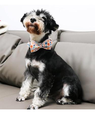 Unique Style Paws Peach Flower Dog Collar | Adjustable Bowtie Collar for Small Dogs | Comfortable Cotton for Young Girls | Neck Size 10-16 in - Buy Online on GoSupps.com