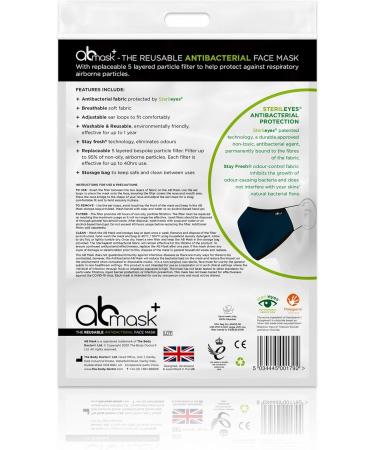 Reusable Adjustable Washable Anti-Bacterial Ab Mask Sterileyes Anti-Bacterial Fabric Kills 99.99% of Bacteria on Contact Soft Breathable Fabric - Buy Online on GoSupps.com