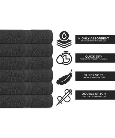 Filament Alley 6 Pack Bath Towel Set - Luxury Cotton Towels for Pool, Gym, Spa, Hotel - Absorbent, Lightweight, Soft - Charcoal Grey - 22x44 Inches (Pack of 6) - Buy Online on GoSupps.com