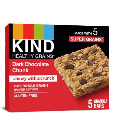 KIND Healthy Grains Bars Dark Chocolate Chunk Gluten Free, 1.2 oz, 5 Count, HGB DCC, 40 Count, (Pack of 8) Cdark Chocolate 5 Count (Pack of 8)