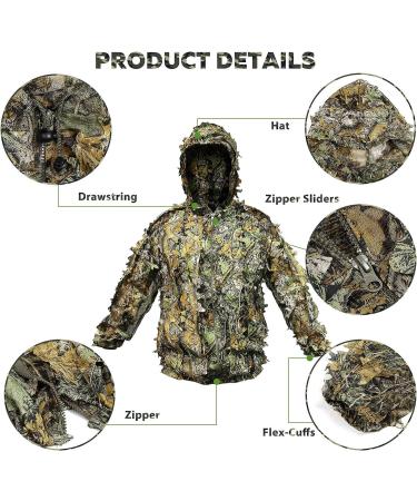 ANYDKE Ghillie Suit Camouflage Hunting Suits - Lightweight Breathable 3D Leaf Camo Clothing for Jungle Shooting, Airsoft, Photography - Fits 5.9-6.2ft Tall - Ideal for Outdoor Activities and Halloween - Buy Online on GoSupps.com