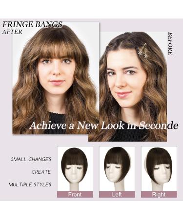 Ruwiss Clip-In Ponytail & Bangs - 100% Remy Real Hair Extensions for Women | Light Brown Thick Fringe | Daily Wear - Buy Online on GoSupps.com