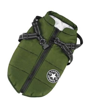 Dog jackets for the winter windproof waterproof 2 in 1 outfit cold weather coat dog vest tableware puppy winter warm jacket Small green xxl