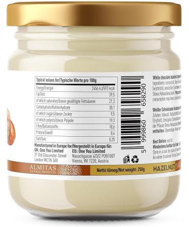 Keto White Hazelnut Cream 250g | Coconut Oil Stevia & Erythritol | Sugar-Free White Chocolate Spread - Buy Online on GoSupps.com