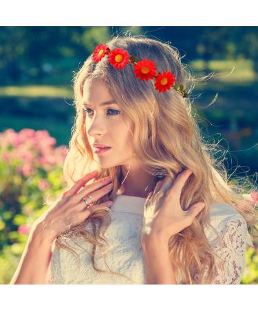 Tupa 16 Pieces Multicolor Daisy Flower Headband Fashion Flower Crown Floral Head Bands for Festival Party or Wedding Favor (Mixed 7 colors a) - Buy Online on GoSupps.com