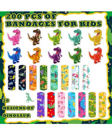 Weewooday 200 Pcs Dinosaur Shaped Bandages | Fun Waterproof Adhesive Bandages for Kids & Toddlers - Colorful Assorted Styles - Buy Online on GoSupps.com