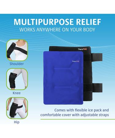 TheraPAQ Reusable Ice Pack - Large 14 x 11 Inch Hot/Cold Gel Pack w/Adjustable Strap for Hip, Shoulder, Knee, Back - Sports Therapy & Recovery - Buy Online on GoSupps.com