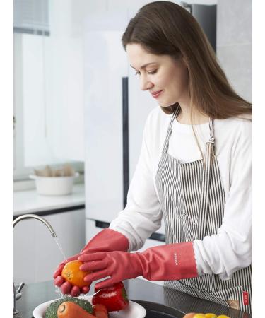 Lanon Wahoo 3 Pair Reusable Household Gloves - Skin-Friendly Cotton Lined Kitchen & Cleaning Gloves - Red Size L - Buy Online on GoSupps.com