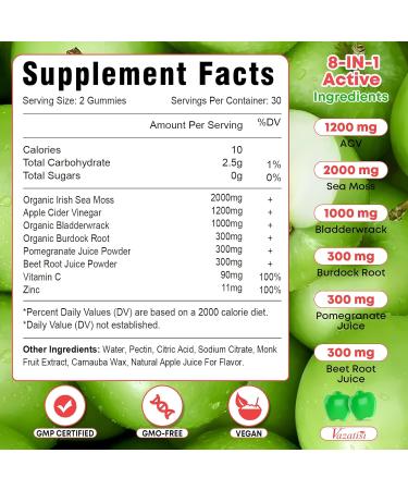 2 Pack Apple Cider Vinegar Gummies ACV with Sea Moss Gummies for Metabolism Digestion Detox Gut & Immune Health Apple Flavored -120 Count 60 Count (Pack of 2) - Buy Online on GoSupps.com