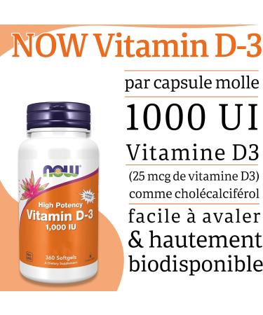 Now Foods Vitamin D3 1 000 IU 360 Softgels Laboratory Tested High Dose Gluten Free Soy Free - Buy Online on GoSupps.com