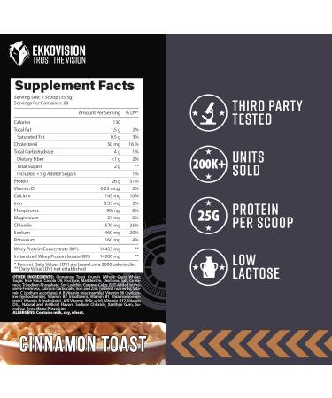 Ekkovision Protein Powder Cinnamon Toast Cereal 25 G Whey Protein per Scoop Low Lactose High Protein for Men & Women With Active Lifestyles Perfect for Shakes Smoothies and Recipes 60 Servings - Buy Online on GoSupps.com