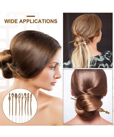 8-Piece Wooden Hair Sticks Set - Japanese and Chinese Style Hair Chopsticks for Women - Handmade Chignon Maker and Bun Maker - Chic Hair Accessories - Buy Online on GoSupps.com