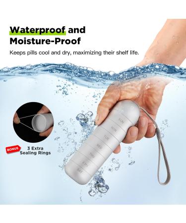 Zannaki Metal Weekly Pill Organizer - Moisture Proof Stackable Aluminum Alloy BPA Free Waterproof 7 Day Pill Box for Travel Vitamins & Supplements - Silvery White - Buy Online on GoSupps.com