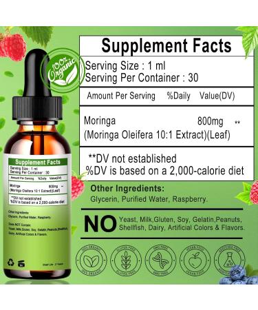 Organic Moringa Liquid Drops (2 Pack) | 8000mg Energy & Immune Support | 6X Absorption Superfood Supplement - Buy Online on GoSupps.com
